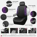 CAR PASS Bling Diamond Leather Car Seat Covers Full Seats Interior Sets, Waterproof Shining Glitter Sparkly Crystal Universal Armrest Fit Automotive Truck SUV Cute Women Girl, Black Purple Rhinestone