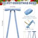 Chuangdi 30 Pcs Blue Velvet Ribbon Bows Christmas Tree Ornaments 5x9 Inch Vintage Blue White Double-Sided Premade Velvet Gift Wrapping Bows for Tree Garland Wreath Xmas Decorations, 3/8'' Wide