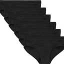 Hanes Girls' Period Underwear Boxer Briefs, Comfort Period Boxer Brief Panties for Girls, Moderate Protection (14, Hipster - Black - 6 Pack)