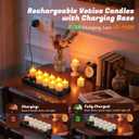 PChero Rechargeable Flameless Candles with Remote Timer & Charging Base, 12 Pack Votive Candles Battery Operated Tea Lights Flickering, LED Tealights for Home Wedding Halloween Fall Christmas Decor
