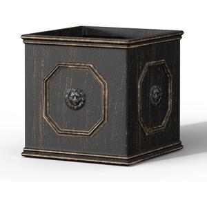 Kante Square Lion Head Concrete Planter, Classic English Style Plant Pot with Drainage Hole and Rubber Plug for Indoor Outdoor Garden Patio Home, 12.6"x12.6"x12.6" Oil Rubbed Bronze