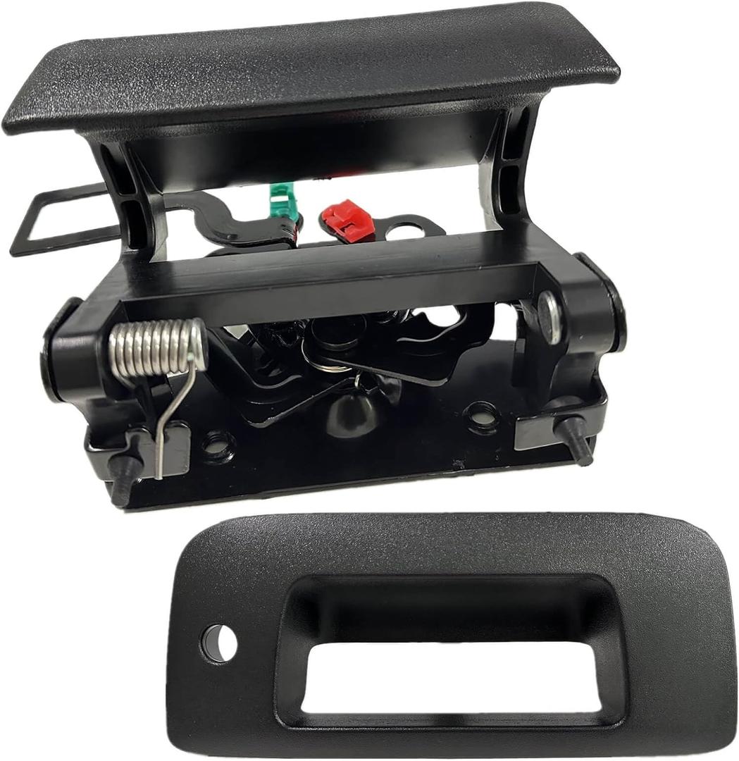 Rear Tailgate Handle Latch and Bezel Assembly Fit for 2007-14 Chevrolet Chevy Avalanche Silverado GMC Sierra 1500 2500 3500 2009-10 H3T Replace Liftgate Latch Cover Trim 15140549 15927251