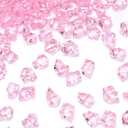 DomeStar Pink Fake Ice, 150PCS Acrylic Fake Diamonds, Plastic Crystals Gems, Vase Fillers DIY Craft Makeup Brush Rocks Wedding Party Table Centerpieces Scatter Decorations