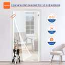 MAGZO Magnetic Screen Door Fits Door Size 36 x 80 Inches White, Screen Size 38 x 81 Inches Side Opening Polyester Screen Curtain for Patio Door