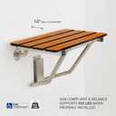 Seachrome 24-inch x 15-inch in ADA Folding Wall Mount Bathroom Shower Seat Bench, Teak Phenolic Seat