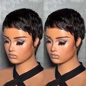 Short Wigs for Black Women Pixie Cut Human Hair Wigs for Women Brazilian Hair Glueless Full Machine Made Wig Natural Black Color