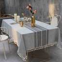 TEWENE Tablecloth, Rectangle Table Cloth Linen Wrinkle Free Embroidery Anti-Fading Tablecloths Washable Table Cover for Kitchen Dinning Party (Rectangle/Oblong, 55''x120'',10-12 Seats, Gray)
