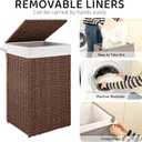 OIAHOMY Laundry Hamper with Lid, 65L(17.2 Gal) Large Wicker Laundry Basket for Bedroom, Handwoven Paper Rope Clothes Hamper with Washable Liner & Metal Frame, Decorative organizer for Bathroom Brown