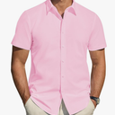 J.VER Men's Short Sleeve Dress Shirts Stretch Stain Shield Casual Button Down Shirts Solid Formal Shirt, Size 3XL