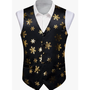 DiBanGu Mens Christmas Vest and Bow Tie Set Festival Christmas Snowflake Suit Vest for XmasNew Year Party Formal, Size Small