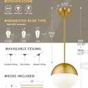 AUTELO 2 Pack 8 Inch Modern Brushed Gold Pendant Lights Kitchen Island | Pendant Light Fixture with Milky White Globe Glass Shade, Adjustable Gold Pendant Lights for Kitchen Island Dining Room
