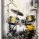 LURENCZH Drum Kit Canvas Wall Art Abstract Drums Picture Prints Musical Instrument Paintings for Living Room Music Room Decor Framed(Music-2,16.00" x 24.00")