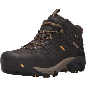 KEEN Utility Men's Lansing Mid Height Steel Toe Waterproof Work Boots (13 Wide, Raven/Tawny Olive)