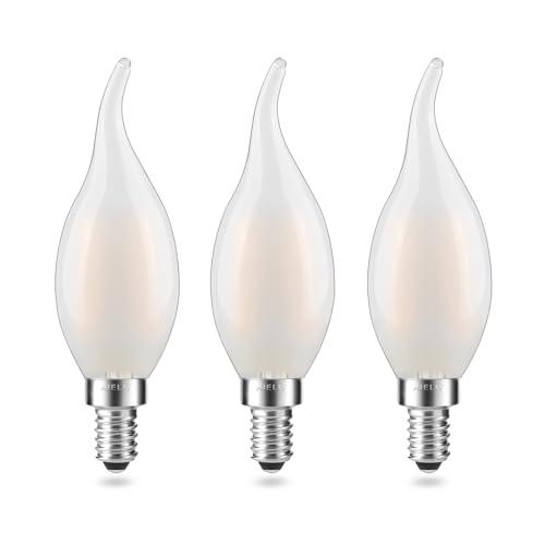 AIELIT Frosted E12 LED Candelabra Bulb, 2 Watt(25W Equivalent), Soft Wihte 3000K, Dimmable CA10 Flame Tip LED Light Bulbs for Pendant Chandelier Ceiling Fans, 3-Pack