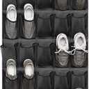 Tiblue Over The Door Shoe Organizers 35 Mesh Pockets Hanging Shoe Organizer Shoe Rack For Closet Entryway Bedroom Bathroom Pantry Shoe Holder, Men Sneakers, Women High Heeled Shoes, Flip Flops Black