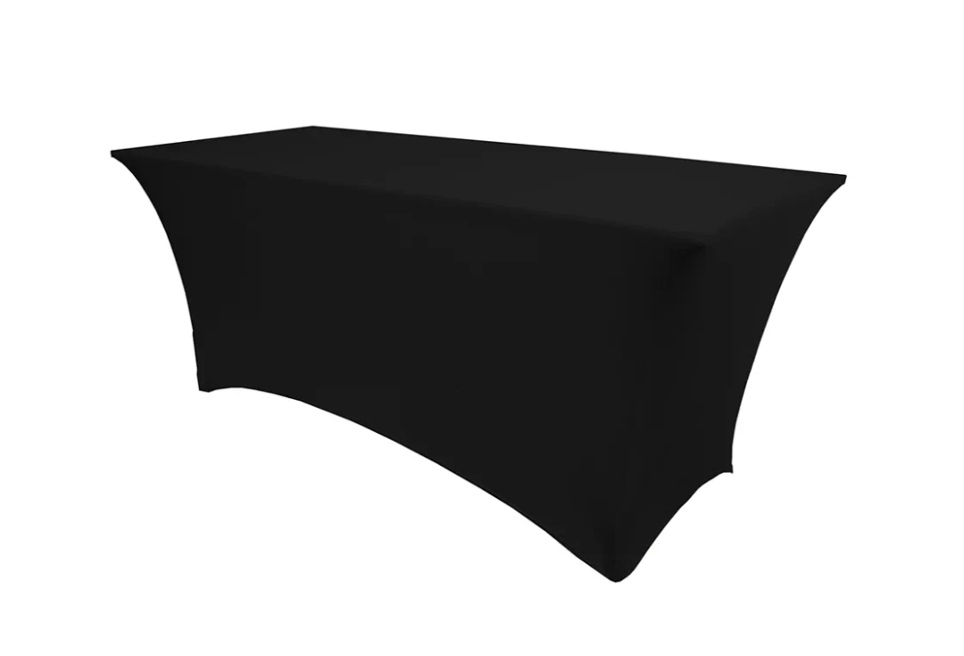 Ultimate Textile 5 ft. Fitted Spandex Table Cover - Fits 18 x 60-Inch Rectangular Tables, Black