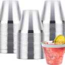 Goodluck 50PCS 9oz Plastic Cups for Party, Disposable Silver Plastic Cups, Cocktail Glasses for Wedding Thanksgiving, Christmas