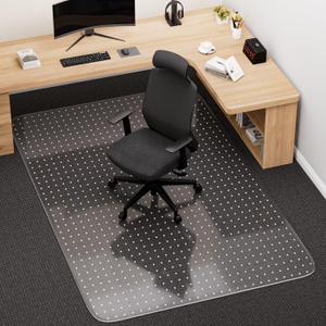 Office Chair Mat for Carpet, 48" x 60" Clear Desk Chair Mat with Lip, Heavy Duty Plastic Floor Protector for Low Pile Carpet, Smooth Easy Glide Under Desk for Office or Home