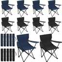 Huwena 10 Pack Folding Camping Chairs with Cup Holder and Carry Bags, Portable Outdoor Lawn Chairs Bulk for Picnic Party Backyard Events Beach Outdoor Activities