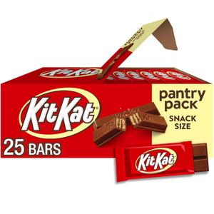 KIT KAT Milk Chocolate Wafer Snack Size, Candy Pantry Pack, 12.25 oz (25 Pieces) (EXP 10/02/26)