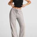 Herseas High Waisted Sweatpants for Women 2025 Fall Wide Leg Contrast Stitching Drawstring Loose Lounge Jogging Pants (M)