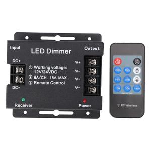 RF Wireless Remote LED Dimmer Adjustable Brightness DC 12V24V PWM Light Strip Dimmer Long Distance Control