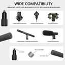 Portable Handheld Boom Pole for Shotgun Mic, 3-Section Extendable Microphone Arm for Filming with 3/8" and 5/8" Threads, 3ft to 8.3ft Adjustable Length