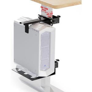 Under Desk PC Mount，No-Drill PC Holder for Standing Desk，Width Adjustable Under Desk Computer Mount with Extra Protective Arms，Holds Up to 44lbs with Anti-Slip Mat Design for Home and Office