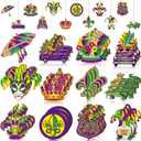 36 PCS Mardi Gras Ornaments Masquerade Mask Sign Mardi Gras Party Decorations Christmas Tree Decorations Hanging Wooden Ornaments or Prom Carnival Masks Celebration Parade Costume Party Favor