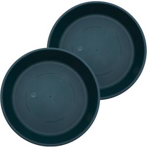 The HC Companies 16 Inch Classic Round Plant Saucer, Lightweight UV-Resistant Plastic Outdoor & Indoor Flower Pot Tray, 2-Pack Plant Pot Trays for Garden & Home Decor, Evergreen