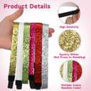 Candy Colored Sports Headband Elastic Glitter Hair Bands for Women Girls Sparkly Comfortable Headbands for Exercise Spa and Daily Use 9.25 Inch