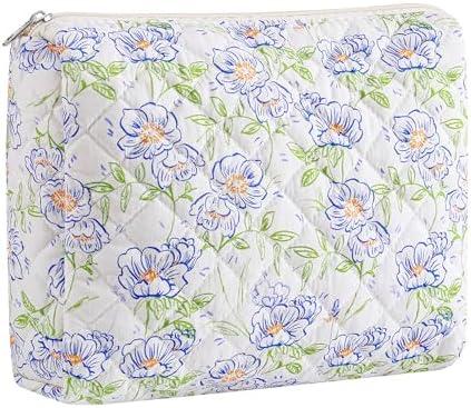 5 PACK HHQQWZ Makeup Bag Travel Cosmetic Bag for Women Girls, Zipper Make Up Pouch, Floral Flowers Toiletry Organizer Makeup, Portable Storage Bag, Cosmetic Travel Cloth Bag (L/Large Blue Flowers) 5 PACK HHQQWZ Makeup Bag Travel Cosmetic Bag for Women Girls, Zipper Make Up Pouch, Floral Flowers Toiletry Organizer Makeup, Portable Storage Bag, Cosmetic Travel Cloth Bag (L/Large Blue Flowers)