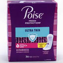 Poise Ultra Thin Incontinence Pads & Postpartum Pads for Bladder Leaks, 5 Drop Maximum Absorbency, Long Length, 36 Count