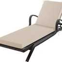 Chaise Lounge Cushions Outdoor, 72x 21x 3 Inch Waterproof & Fade-Resistant Lounge Chair Cushion, Outdoor Chaise Cushion with Removable Cover & Ties for Lawn, Patio, Pool & Beach, Beige