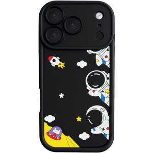 Cute Phone Case for iPhone 17 Pro Max Case Cool Cartoon Astronaut Space Mars Rocket Design Aesthetic Bumper Protective Anti-Slip Shockproof Compatible with iPhone 17 Pro Max Cases