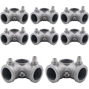 8 PCS 1/2'' Pipe Fittings 3-Way Side Outlet Elbow, DN15 Aluminum Alloy 3-Way Corner Industrial Connector Accessory for DIY Building Chairs, Shelving, Vintage Pipe Furniture