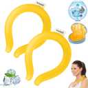 2-Pack Reusable Neck Cooling Tubes with Insulated Bag  Fast Freeze Ice Neck Wraps for Hot Weather, Sports & Outdoor Use, Eco-Friendly Ice Ring for Instant Cooling Relief Size M (Lemon Yellow)