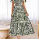 BTFBM Women's Clothing Wedding Guest Dresses Casual Boho Floral Short Sleeve Smocked Maxi Beach Spring Summer Dress 2026 (S)