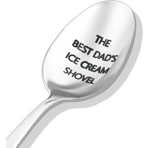 2 x Christmas Gifts for Dad,Ice Cream Shovel Spoon for Men Stocking Stuffers Gift,Clear Engraved Inscription THE BEST DAD'S ICE CREAM SHOVEL Funny Gift for Dads Fathers Day Birthday from Daughter Son