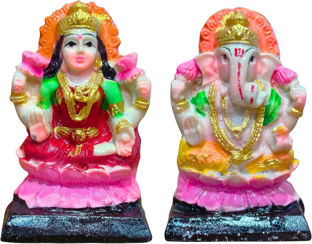 Lakshmi Ganesha Idol Set for Home Decor & Puja (3 Inch) | Handmade Murti Pair for Mandir, Diwali Decoration & Festive Gift