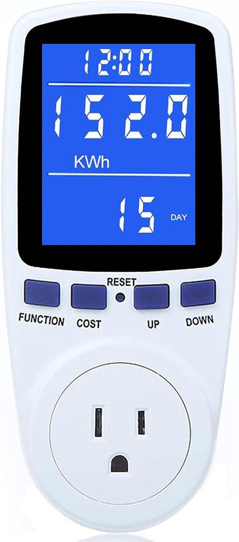 Upgraded Watt Power Meter Plug Home Electrical Usage Monitor Consumption, Energy Voltage Amps Kill Tester with Backlight, Overload Protection, 7 Modes Display (1 Pack, White) Upgraded Watt Power Meter Plug Home Electrical Usage Monitor Consumption, Energy Voltage Amps Kill Tester with Backlight, Overload Protection, 7 Modes Display (1 Pack, White)