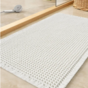 Waffle Bath Mat Rug, Super Absorbent Non Slip Bath Mats for Bathroom Mat Ultra Soft Bathmat Machine Washable Bathroom Rugs with Tassels, Bath Rugs for Bathroom Floor Beside Tub, 18" x 30", White