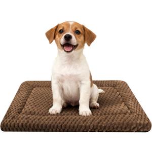 Dog Bed Mat,Reversible & Ultra Soft Kennel Pad-Machine Washable Pet Bed for Dogs & Cats-All-Weather Crate Liner for Crates,Carriers & Travel (Dark Brown, 24" L x 18" W x 1.5" Th)