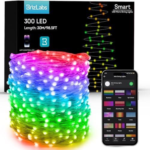 BrizLabs Smart Fairy Lights, 33ft 100 LED Color Changing Fairy Lights Work with Alexa/Google Home, WiFi Pink Valentine's Day Light Dimmable RGB Twinkle Starry Light for Christmas Tree Home Party Decor