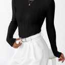 PRETTYGARDEN Crew Neck Long Sleeve Cute Going Out Tops for Women 2026 Casual Basic Slim Fit Womens Pullover Shirts (Black, S)