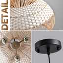 Rattan Chandeliers Dining Room 15.8in Large Boho Lights Fixture White Pendant Lights Kitchen Island Wicker Hanging Lighting Woven Chandelier for Restaurants Living Room Bedroom Foyer