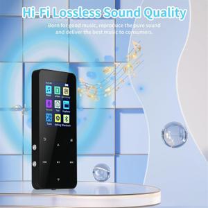 144GB MP3 Player with Bluetooth 5.2 Portable Multi-Function Music Player with HD Speaker,FM Radio, Voice Recorder, E-Book Slim Design Metal Shell (Earphones Included)