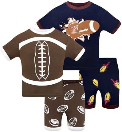 DAUGHTER QUEEN Boys Pajamas 4 Pieces Short Set 100% Cotton Sleepwear Size 18 Months-12 Years, Size 5