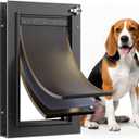 Dog Door For Door All Aluminum 3 Flaps, Medium Doggy Doggie Door, Cat Door Black, Heavy Duty Pet Door for Dogs Cats, With Insulation Flap, Telescoping Tunnel, Sliding Closing Panel, for Pet Up to 45lb