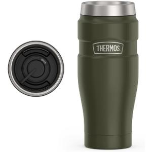 THERMOS Stainless King Vacuum-Insulated Stainless Steel Tumbler - 16oz, Army Green - Insulated Coffee Tumbler for Hot & Cold Drinks - Leak-Proof & Sweat-Proof for Commuting & Traveling